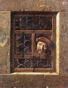 Samuel van hoogstraten Man Looking through a window oil painting picture wholesale